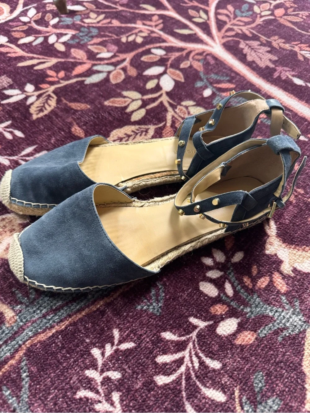 Marc Fisher Maci Studded Blue Suede wrap Espadrille sandals in 9 vacation